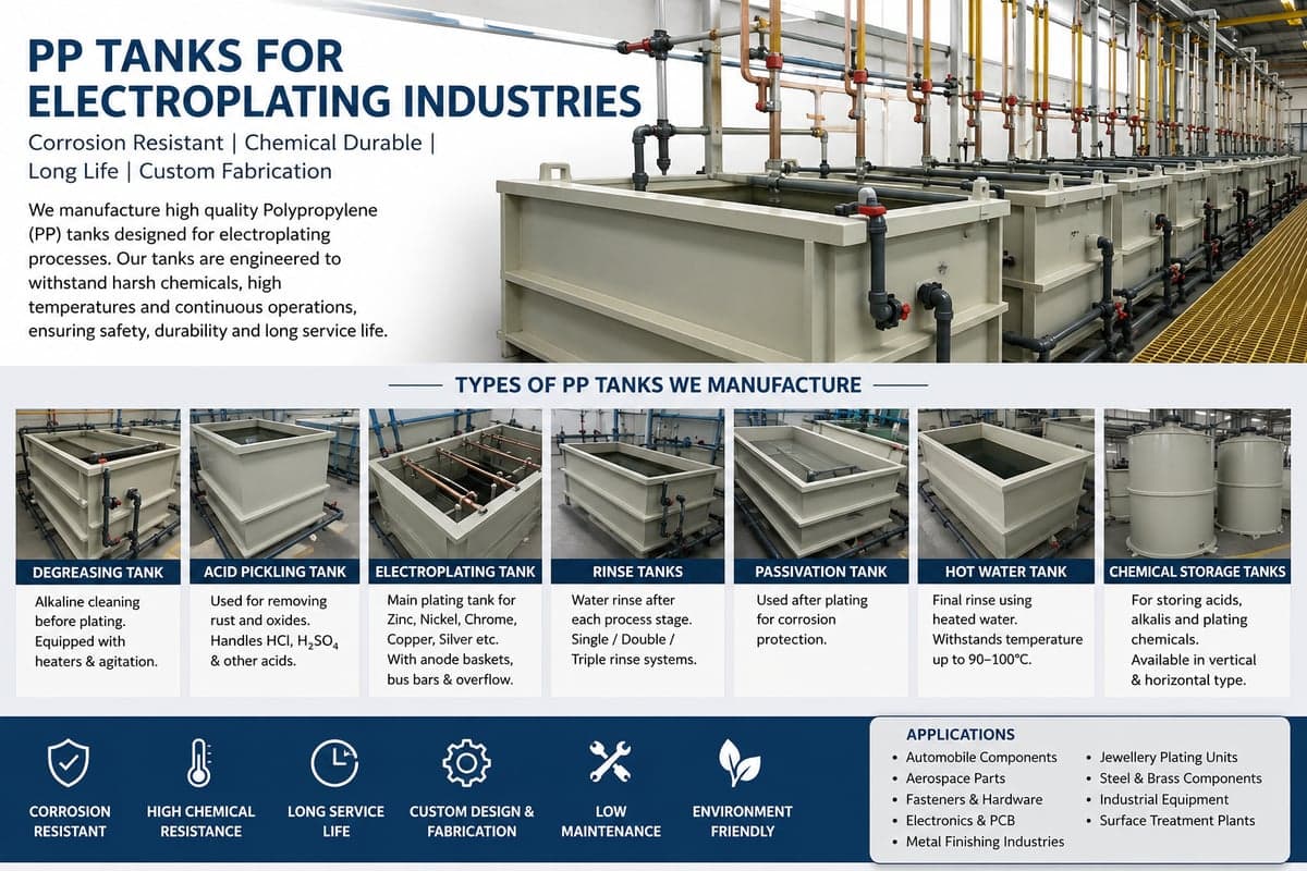 PP tanks for electroplating industries manufactured by Shree Shirdi Sai Fibre Glass